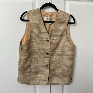 Vintage Tristan & Iseut Silk Vest Stripe Neutral Waistcoat Academia Satin 90s